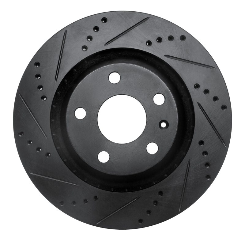 Audi TTS Quattro Brake Rotor (1) - Rear Left - R1 Concepts - Drilled & Slotted - Black - `08-`15